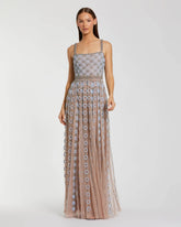 Light Blue Sleeveless Embellished A-line Gown