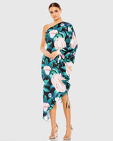 Multicolor Floral One Shoulder Dress