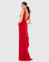 Red Sleeveless V Neck Jersey Gown