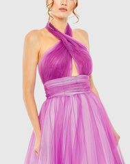 Purple Cross Front Ombre Gown