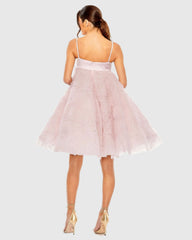 Pink Bow Front Tulle Mini Dress