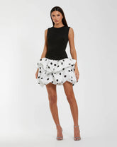 Black and White Polk Dot Bubble Skirt Mini Dress
