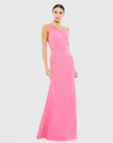 Pink One Shoulder Jersey Mermaid Gown