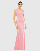 Light Pink One Shoulder Jersey Mermaid Gown