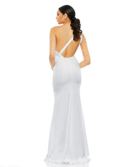 White One Shoulder Jersey Mermaid Gown