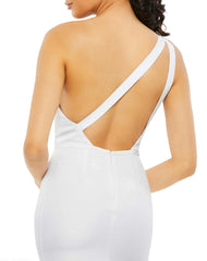 White One Shoulder Jersey Mermaid Gown