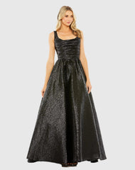 Black Metallic Pleated Bodice Ballgown