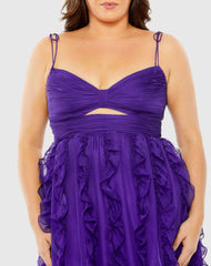 Purple Keyhole Detail Chiffon Sleeveless Gown (Plus) - FINAL SALE