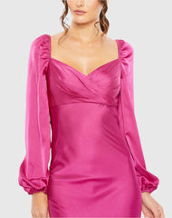Pink Sweetheart Neckline Puff Sleeve Gown