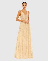 Sequin Plunge Neck Evening Gown