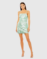 Green Slim Strap Paillette Sequin Mini Dress