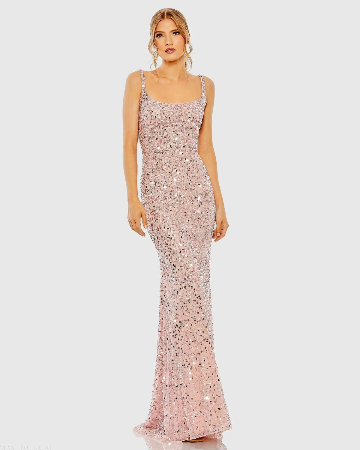 Pink Sequined Low Back Slip Gown