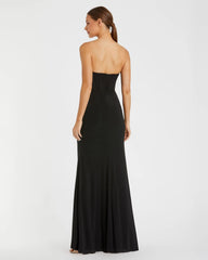 Black Strapless Corset A-Line Jersey Gown