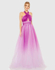 Purple Cross Front Ombre Gown