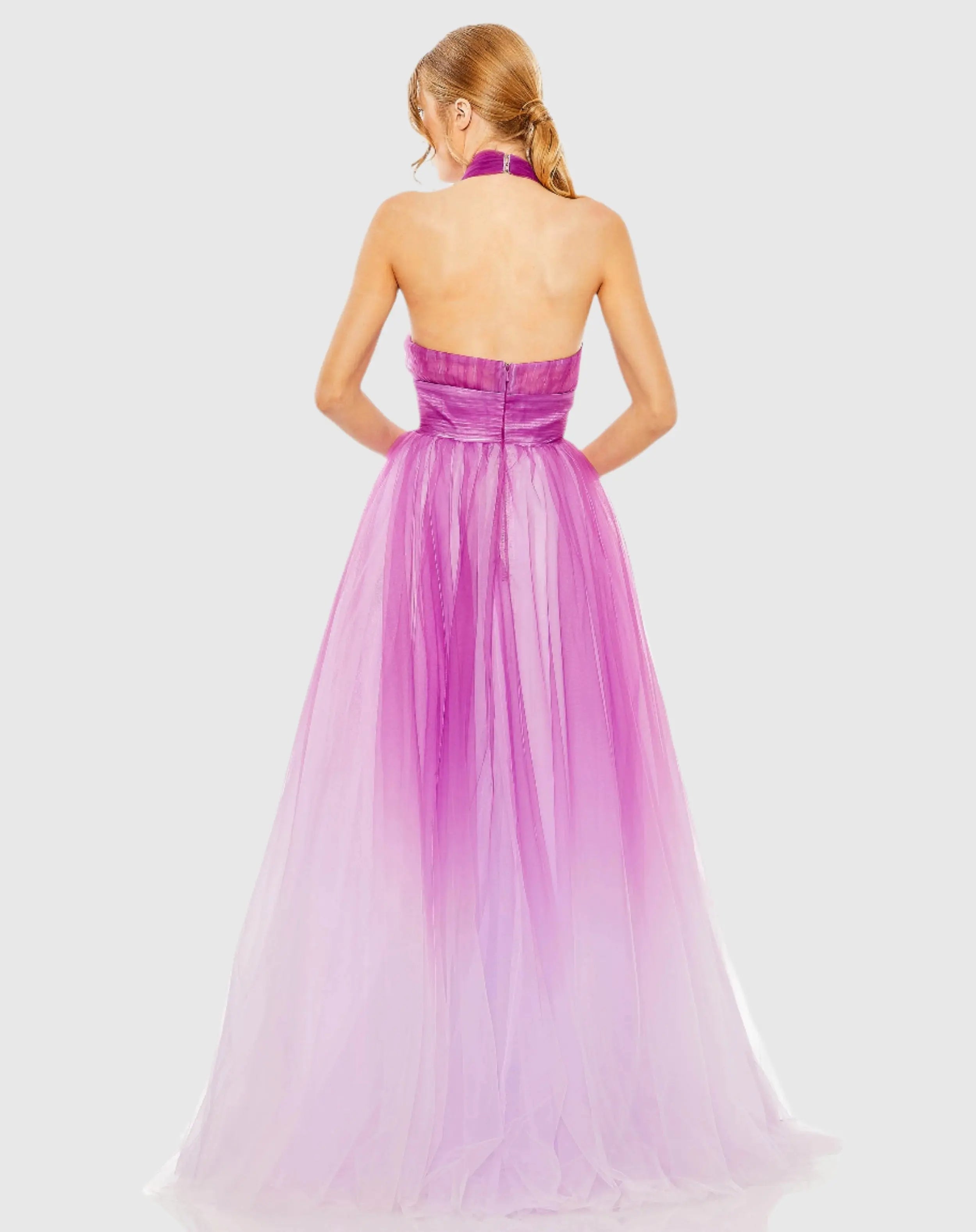 Purple Cross Front Ombre Gown