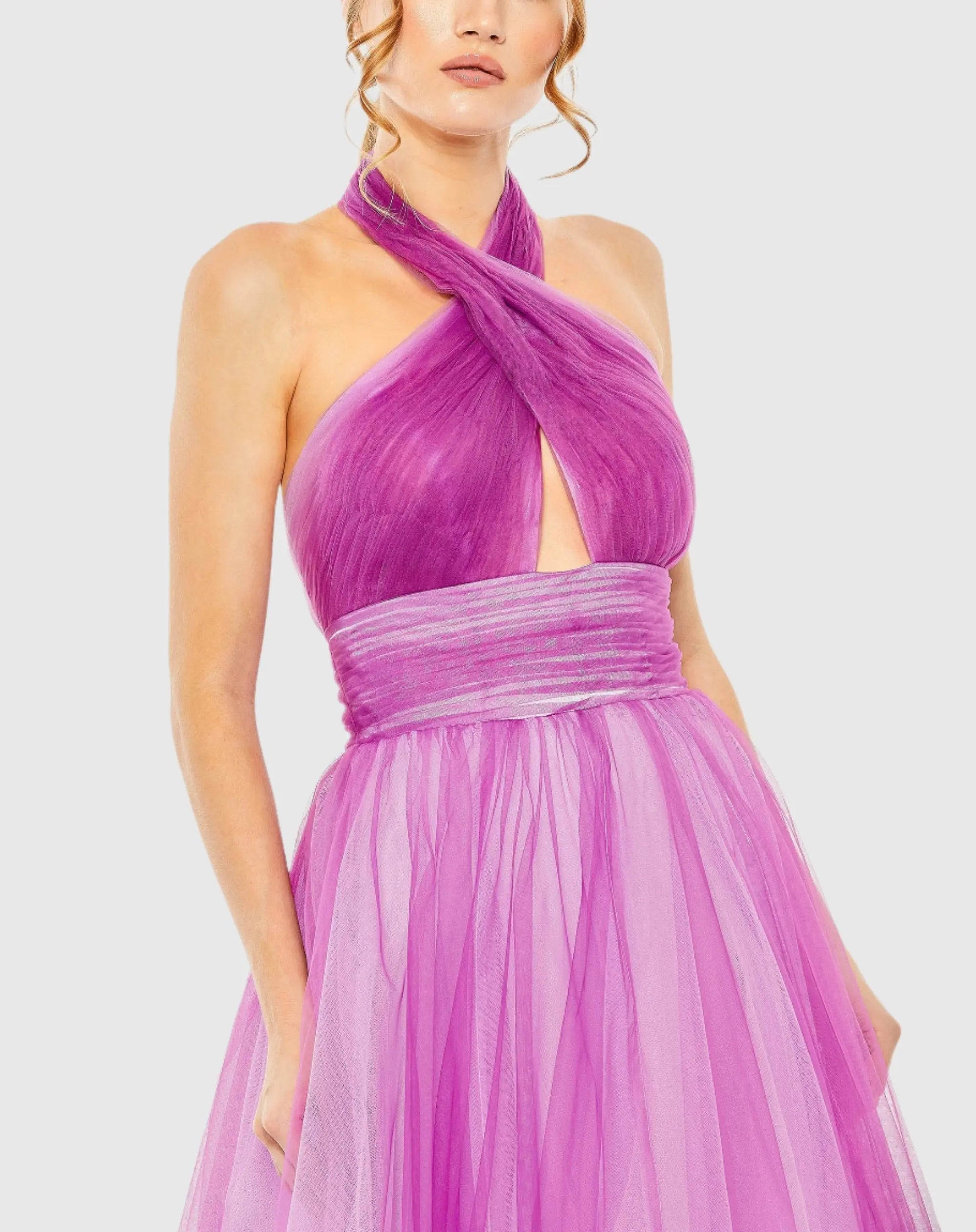Purple Cross Front Ombre Gown