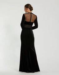 Black Long Sleeve Sheer Top Lace Bustier Gown