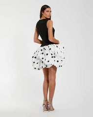 Black and White Polk Dot Bubble Skirt Mini Dress