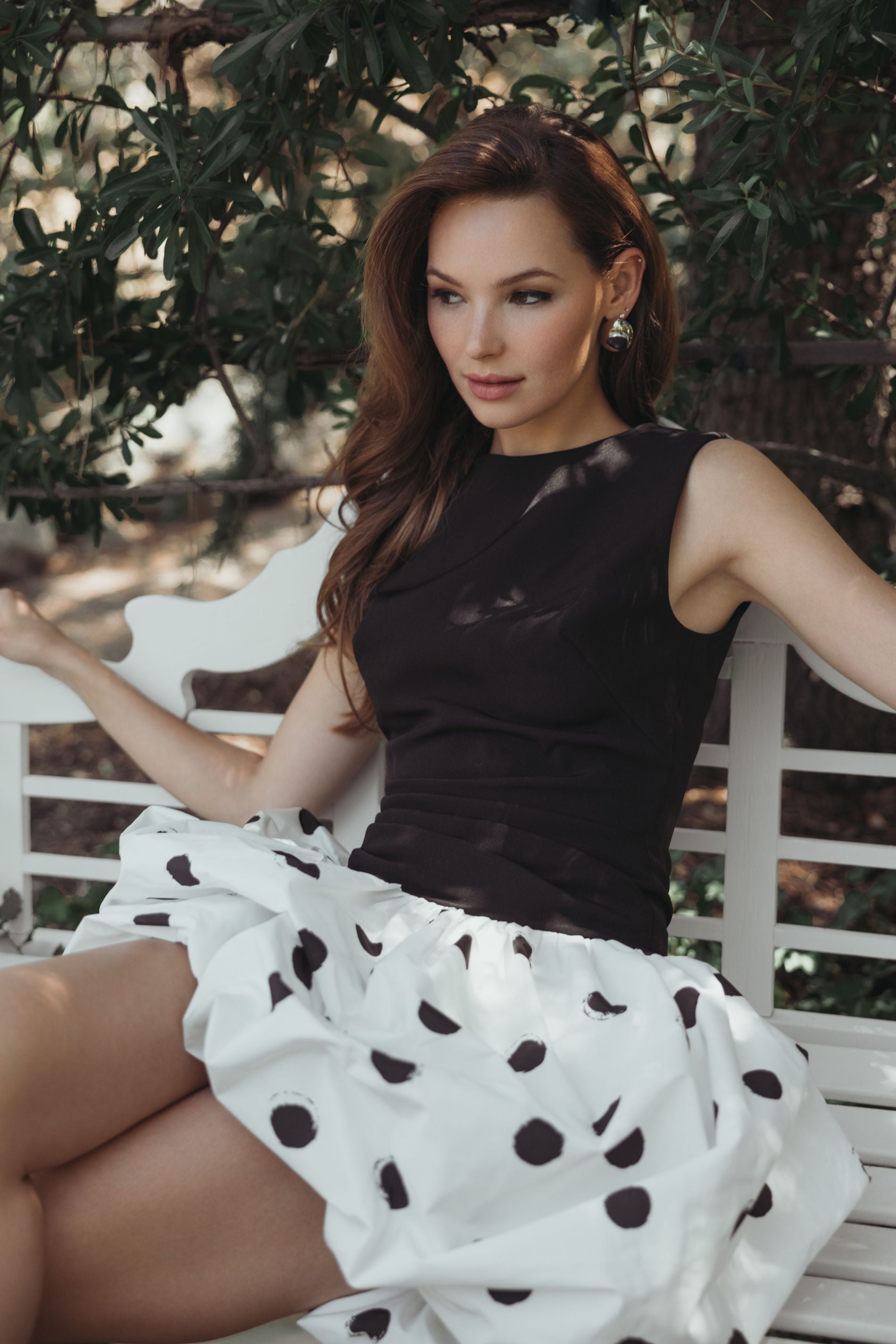Black and White Polk Dot Bubble Skirt Mini Dress