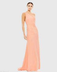 One Shoulder Jersey Mermaid Gown