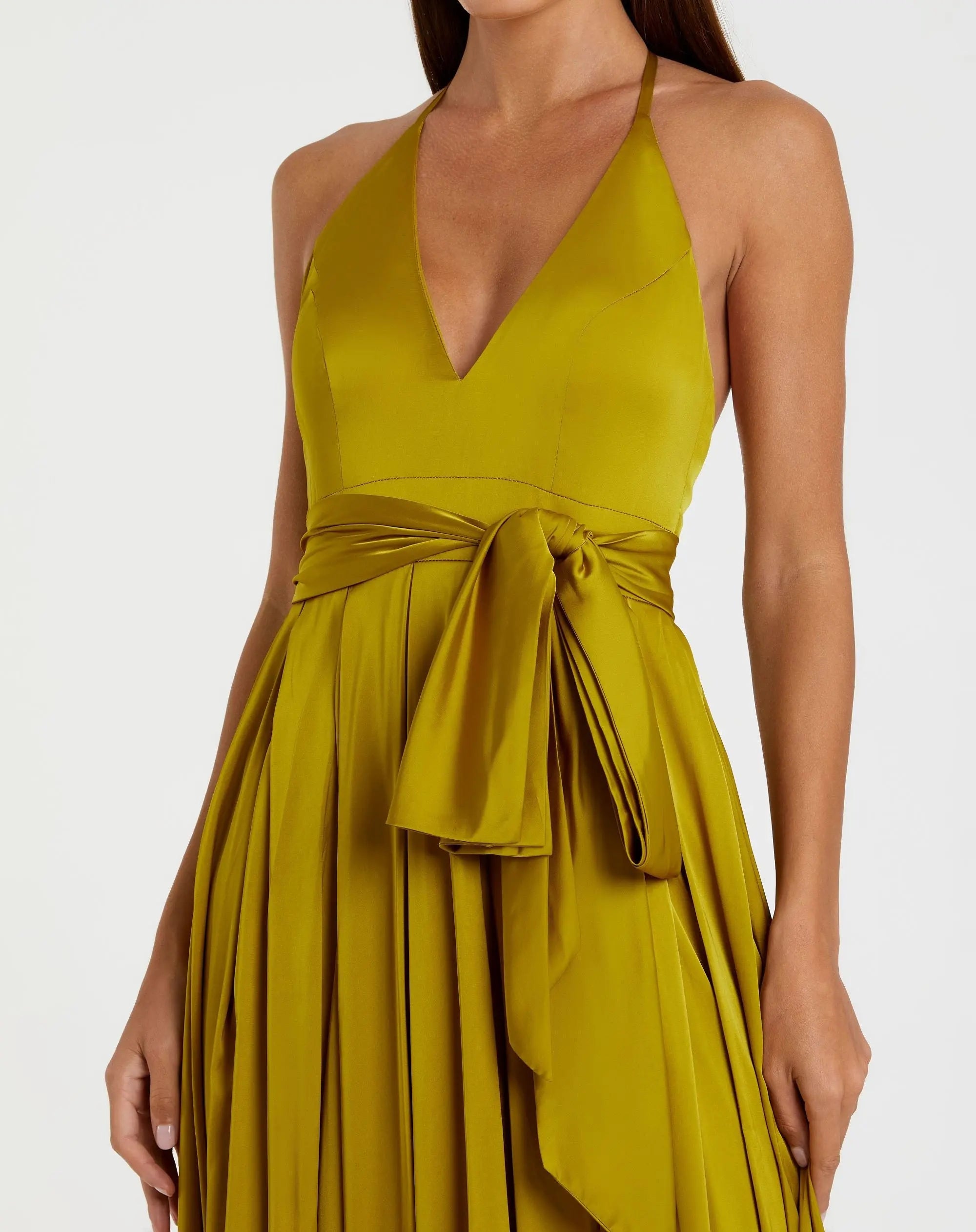 Green Halter Neck Charmeuse Gown