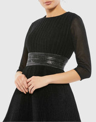 Black Shimmer Infused Pleated Mini Dress