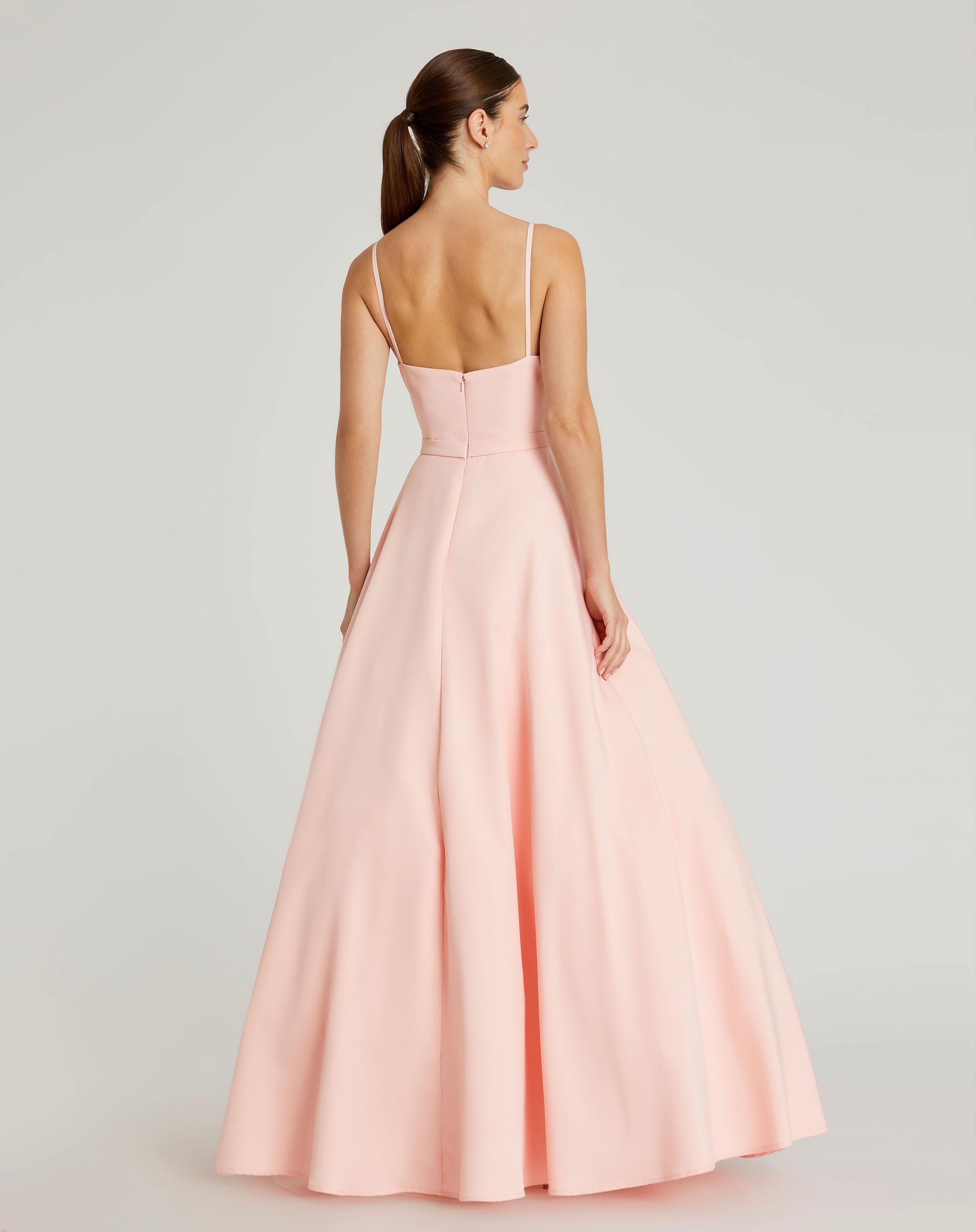 Pink Classic A-Line V-Neck Ballgown