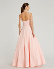 Pink Classic A-Line V-Neck Ballgown