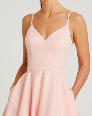 Pink Classic A-Line V-Neck Ballgown