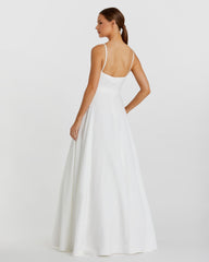 White Classic A-Line V-Neck Ballgown