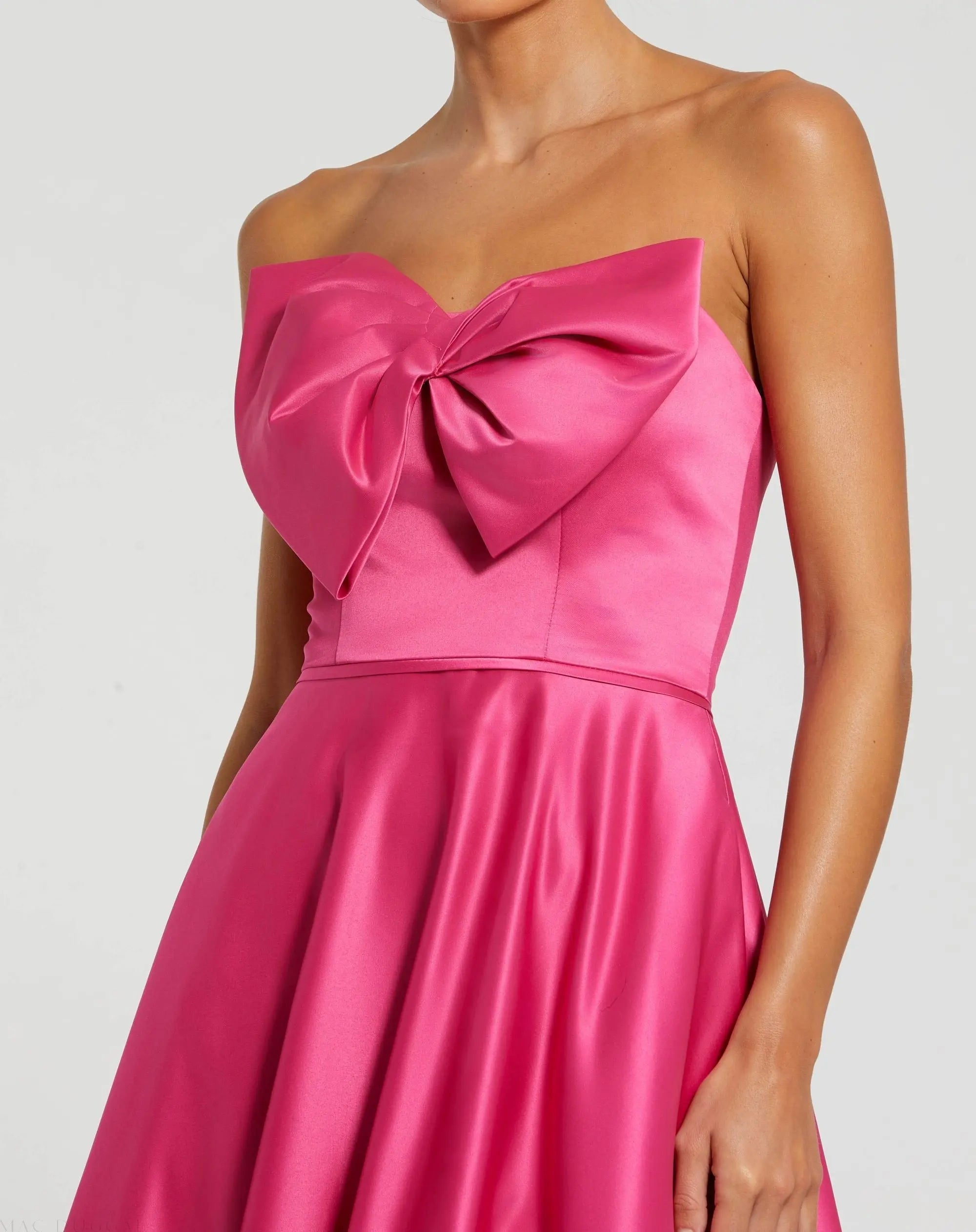 Pink Strapless A-Line Bow Ballgown