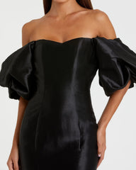 Black Sweetheart Off The Shoulder Puff Sleeve Gown