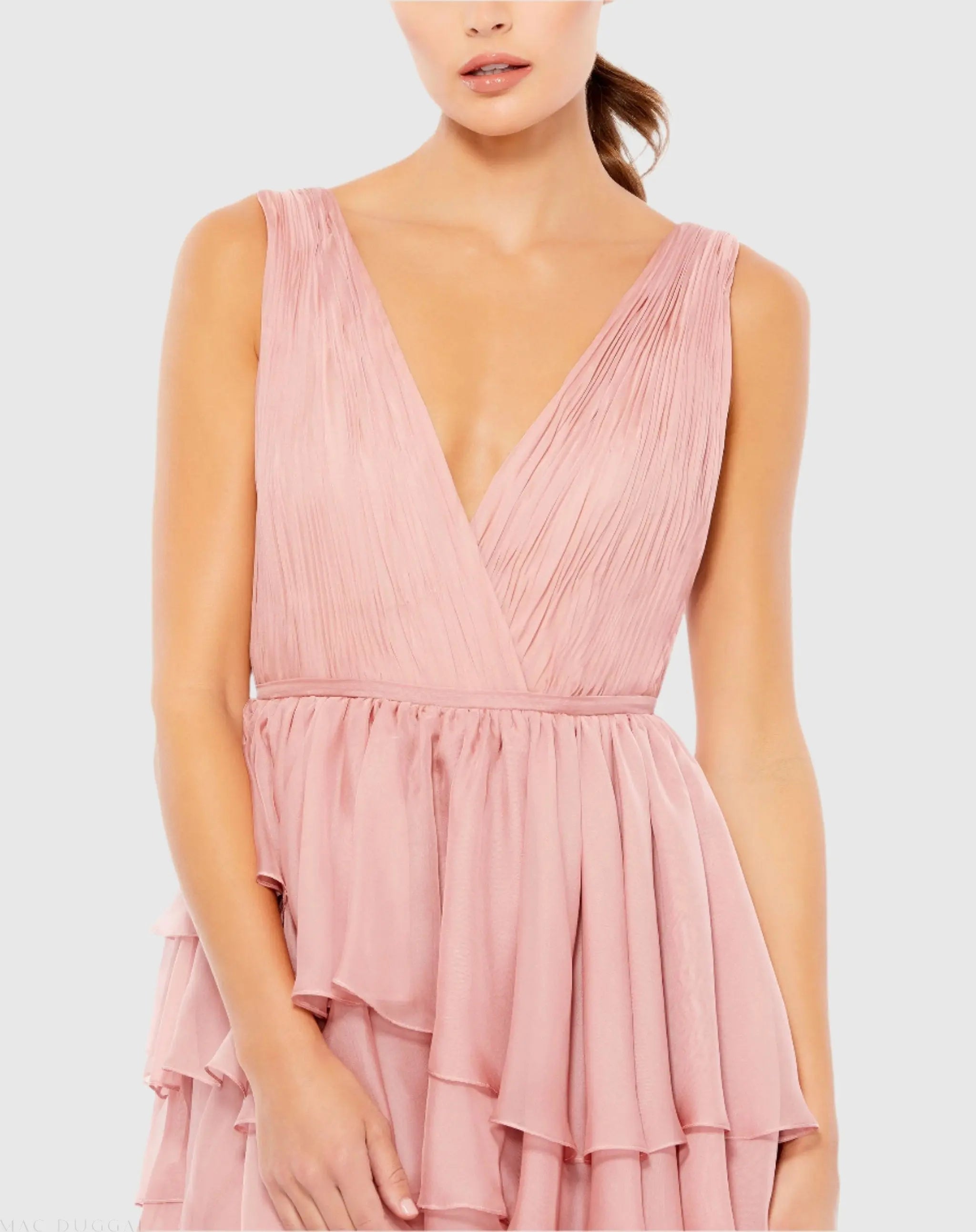 Pink High Low Gown with Built In Bodysuit