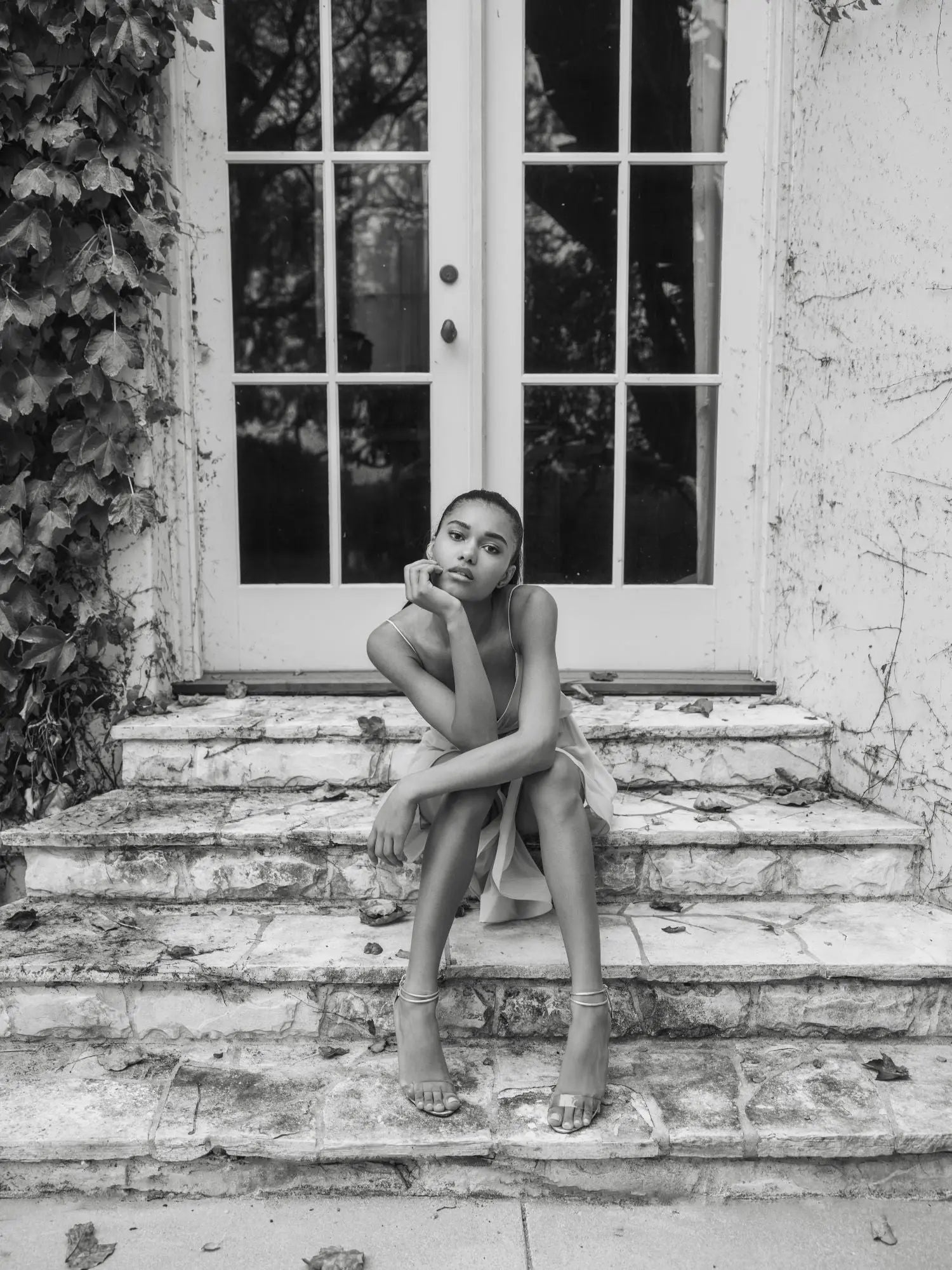 Blue Faux Wrap Bow Detail Flowy Mini Dress