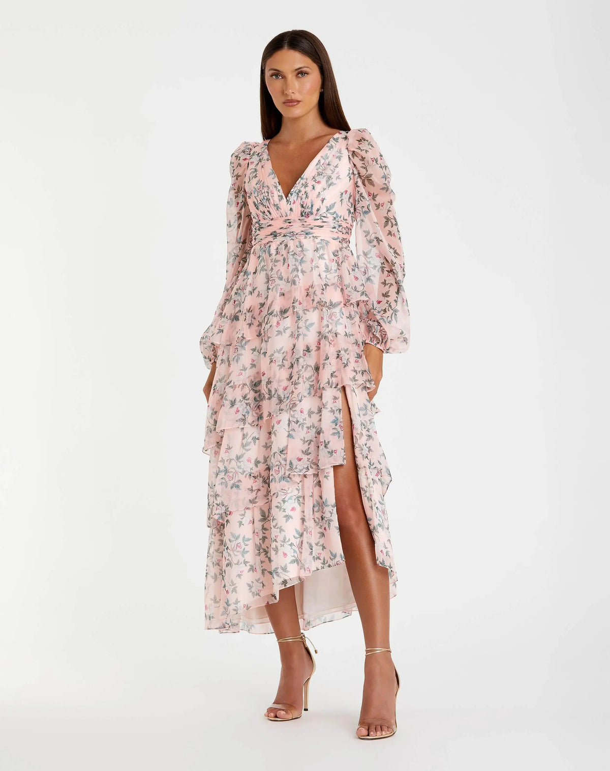 Puff Sleeve Floral Printed Dress