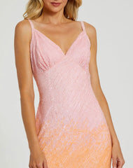 Multicolor Ombre Sequined Cami Trumpet Gown