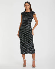 Black High Neck Dress w/ Crystal Fringe Detail