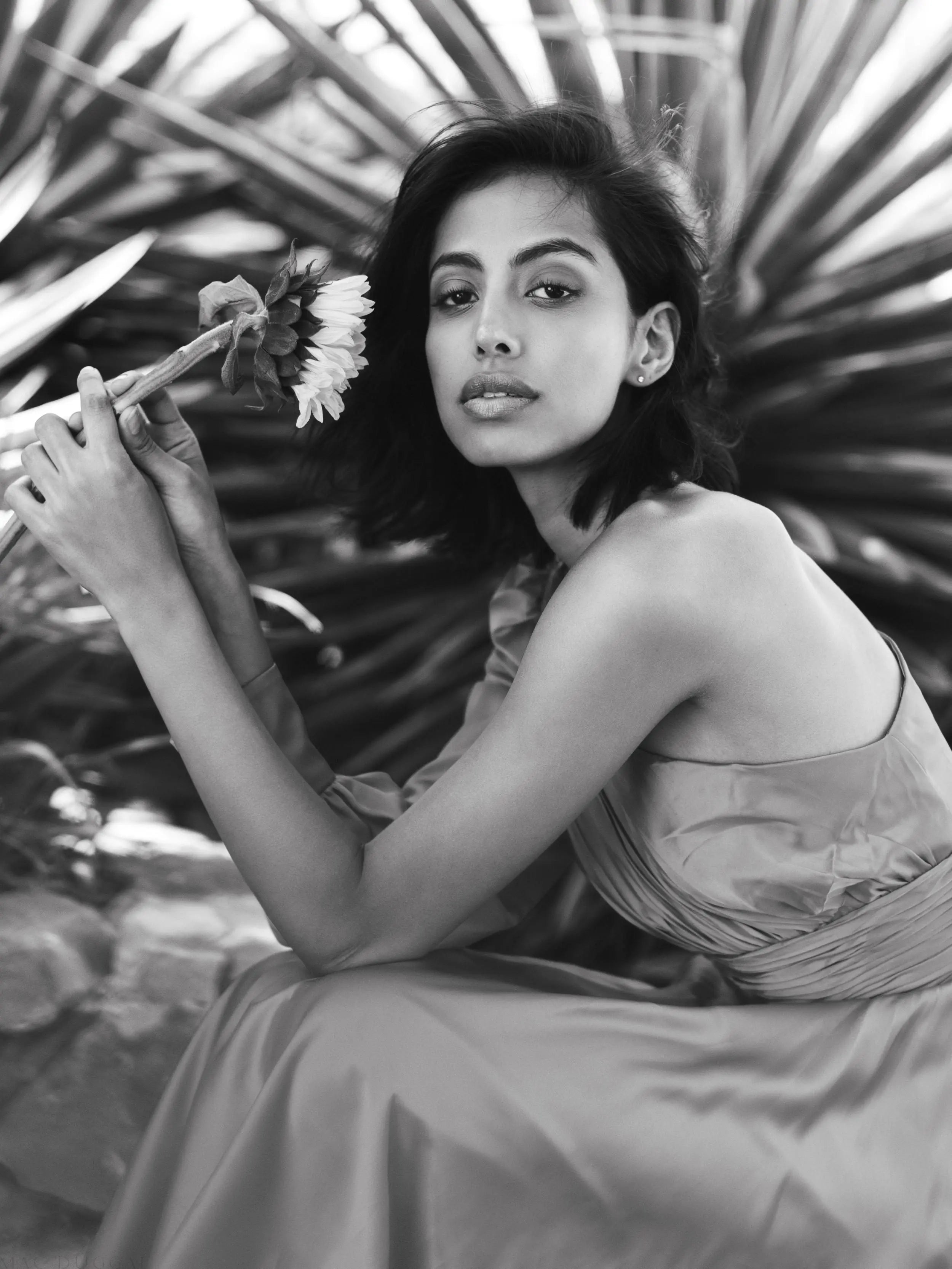 Orange One Shoulder Bishop Sleeve Flowy Gown