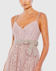 Pink Rhinestone Embellished Sweetheart Neckline Gown