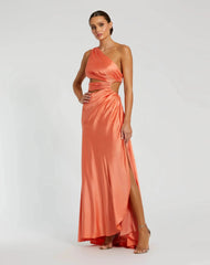 Cut Out One Shoulder Satin Gown