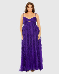 Purple Keyhole Detail Chiffon Sleeveless Gown (Plus) - FINAL SALE
