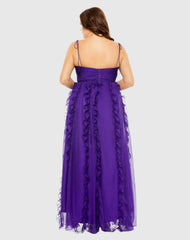 Purple Keyhole Detail Chiffon Sleeveless Gown (Plus) - FINAL SALE