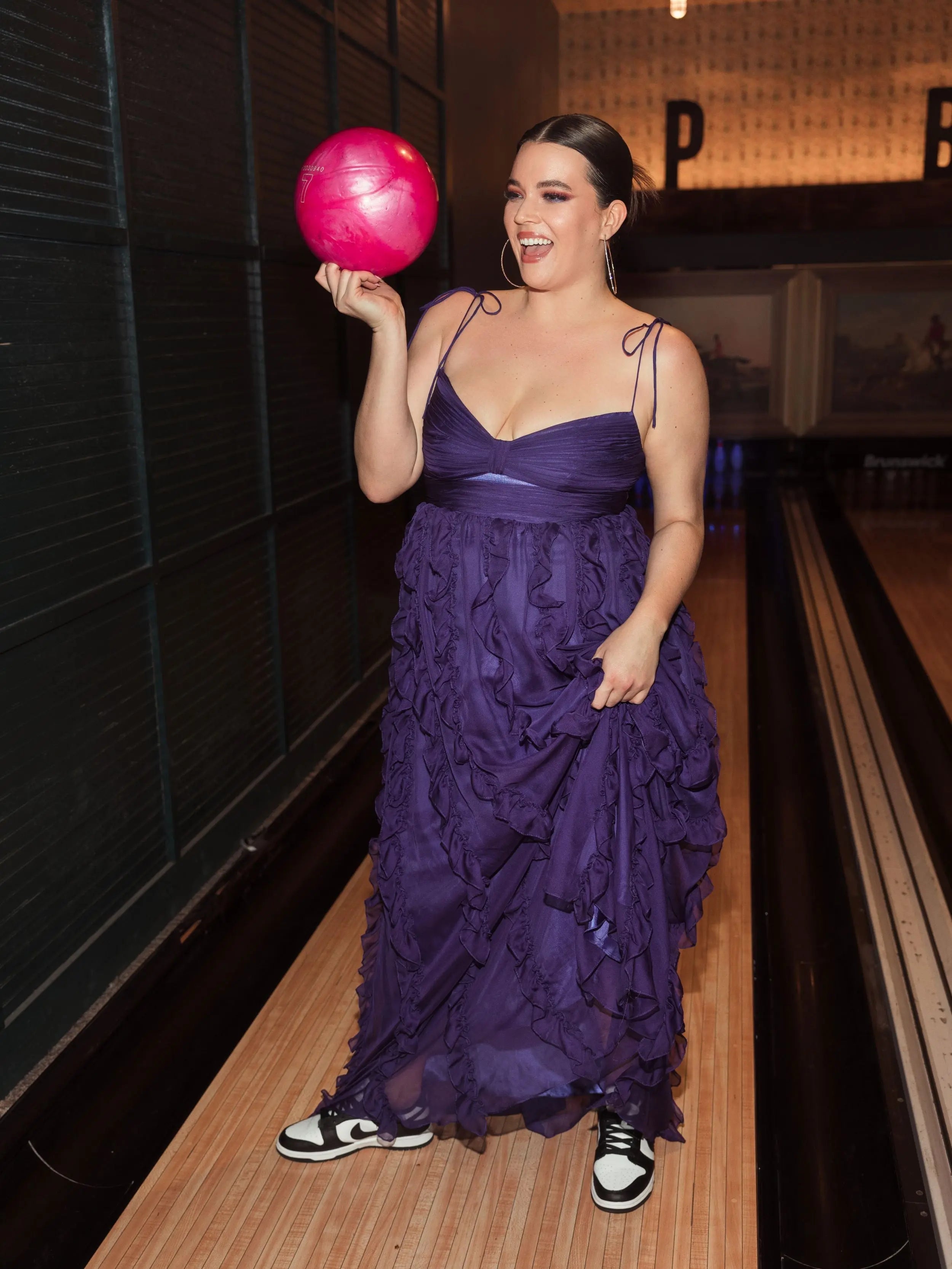 Purple Keyhole Detail Chiffon Sleeveless Gown (Plus) - FINAL SALE