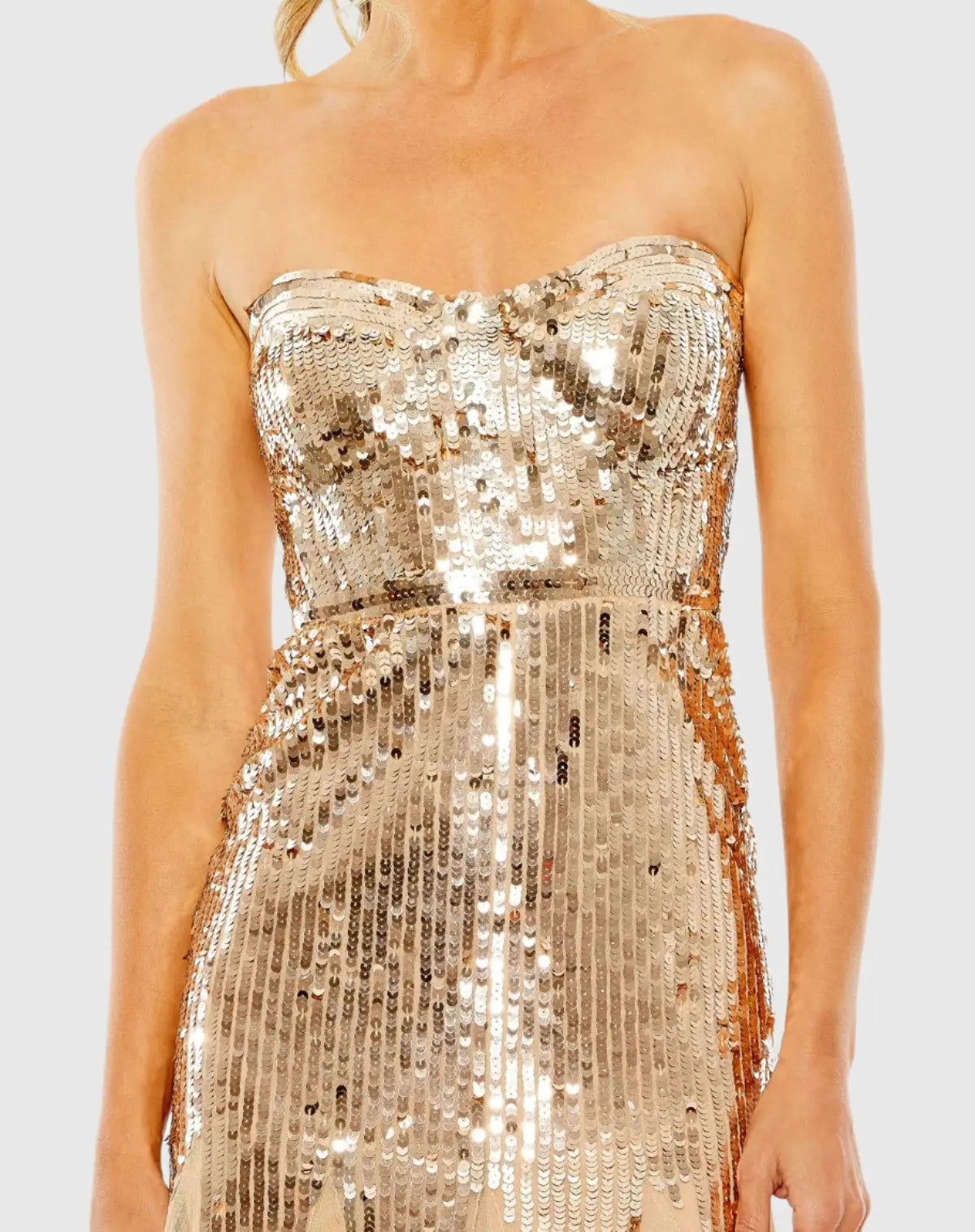 Gold Sleeveless Sequin Mesh Gown