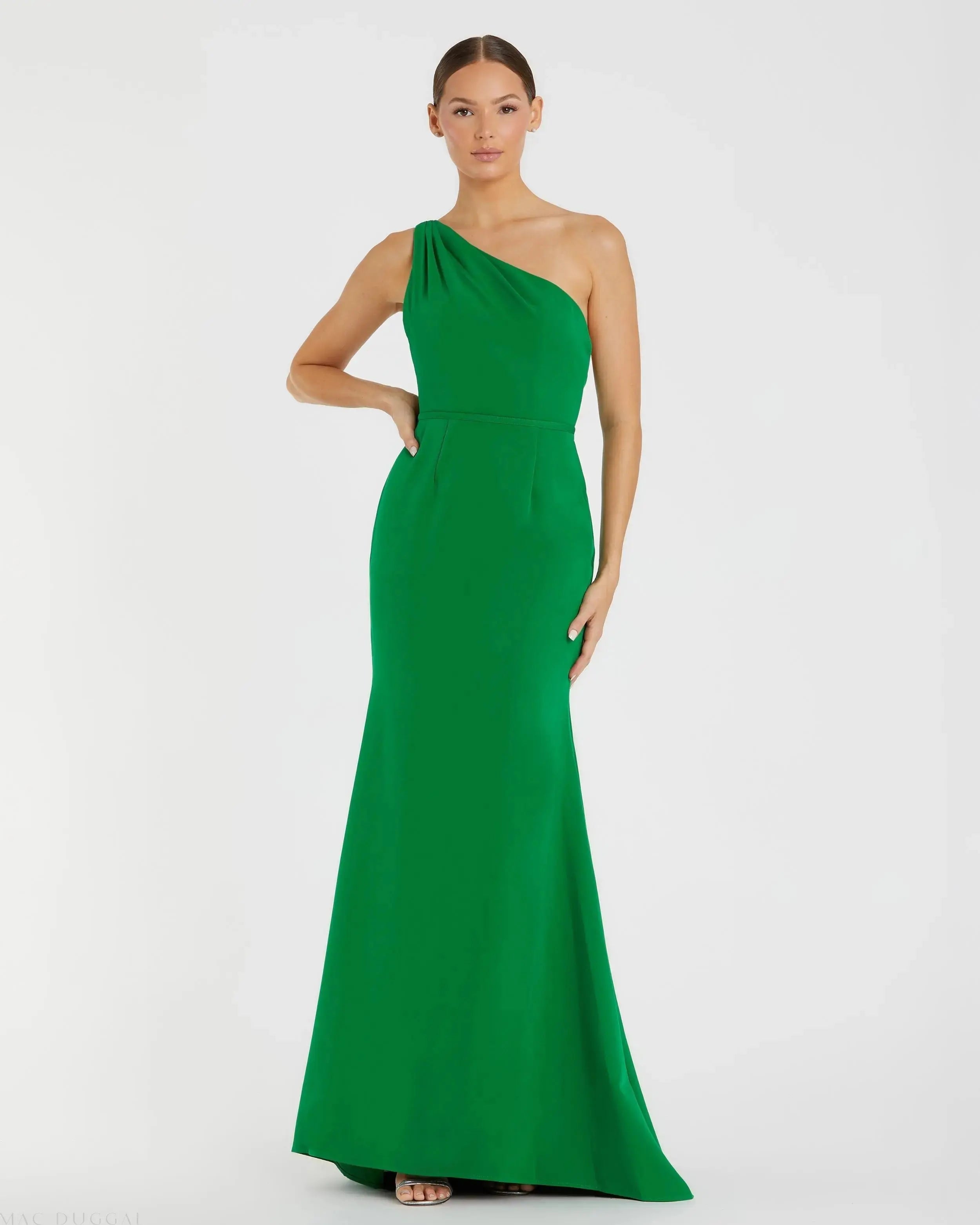 One Shoulder Jersey Mermaid Gown