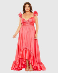 Pink Ruffle Strap High Low Gown (Plus)