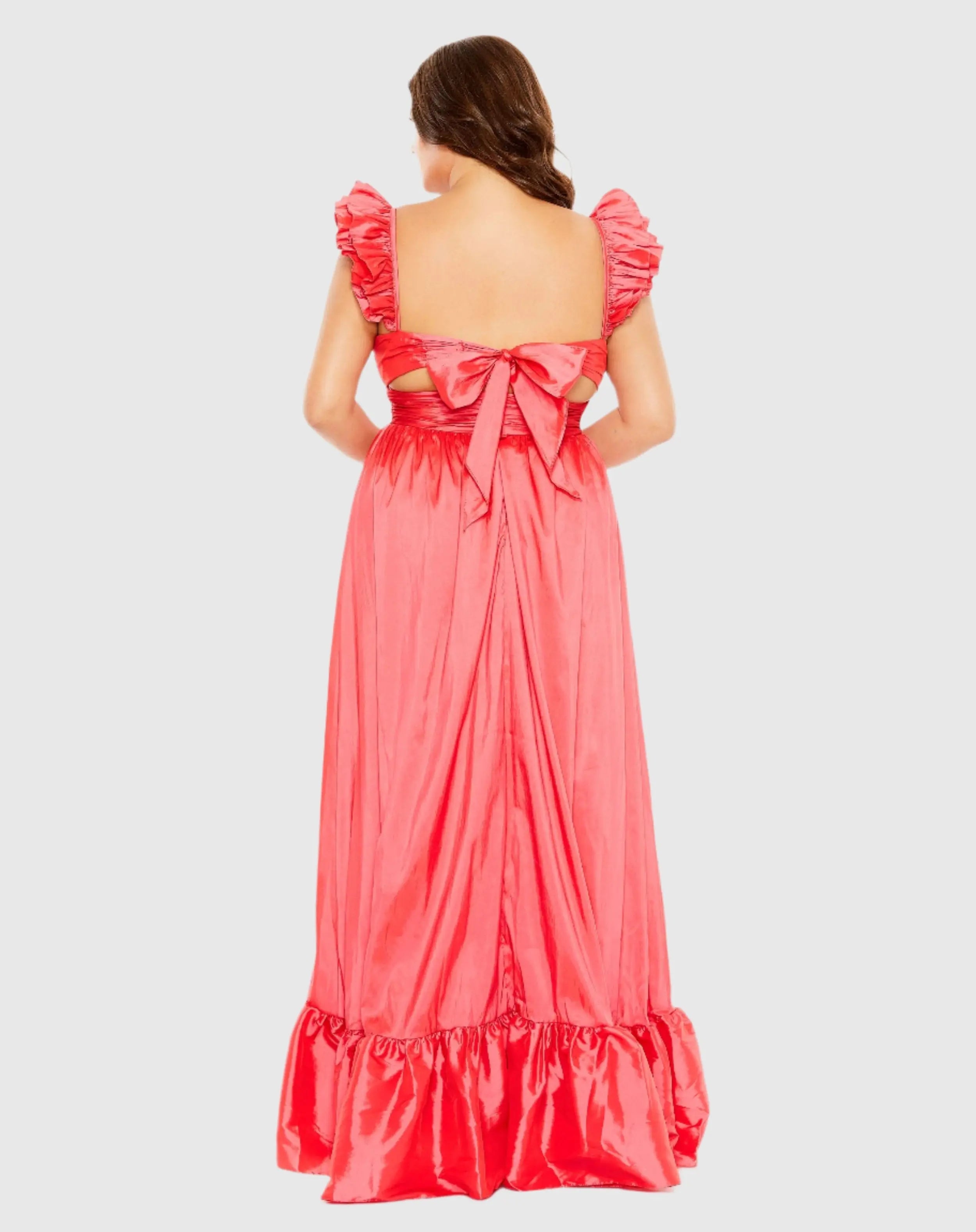 Pink Ruffle Strap High Low Gown (Plus)