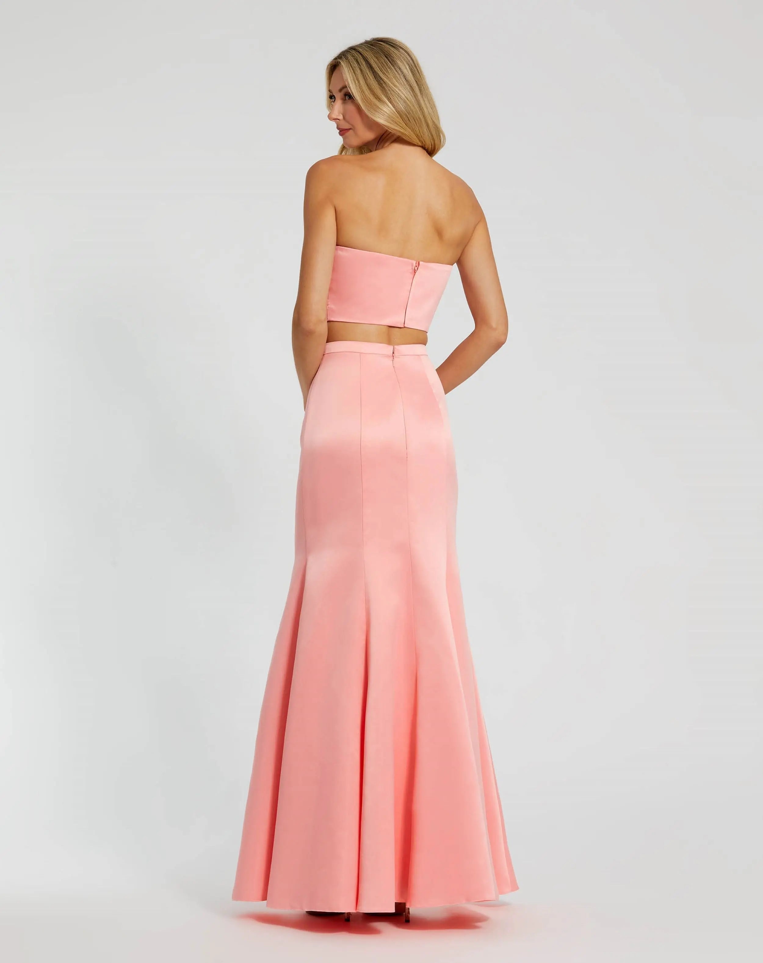 Pink Strapless Bow Top and Mermaid Skirt 2 Piece Set