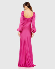 Pink Sweetheart Neckline Puff Sleeve Gown